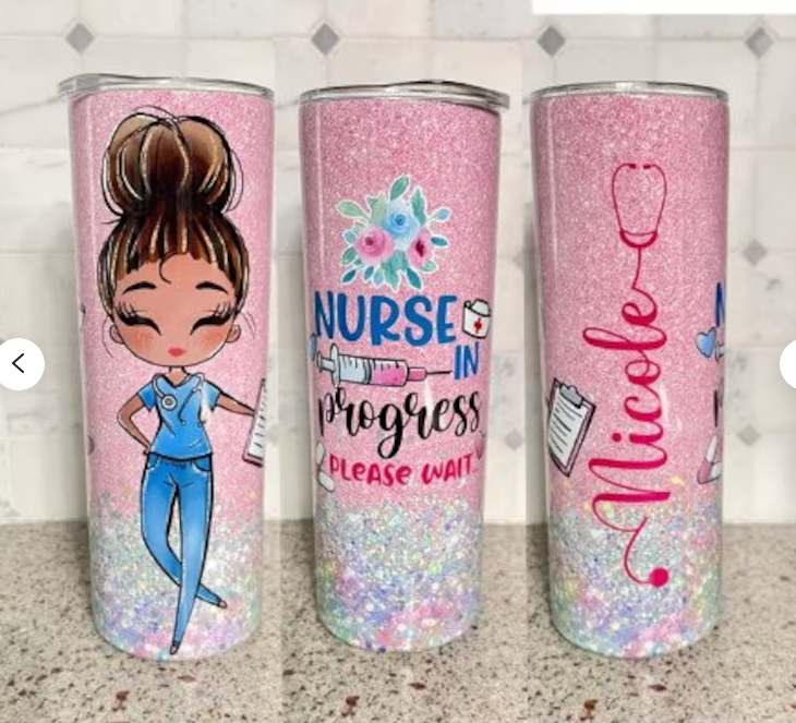 NurseLife Afro Bun 20 oz UV DTF Tumbler Full Wrap – siplearnpress