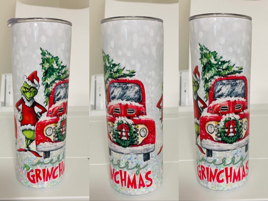 Christmas Grinch Red truck inspired 20oz Tumbler