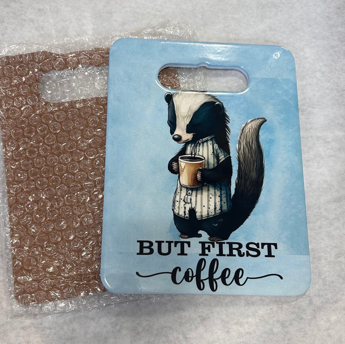 But first coffee skunk wall display, Pet skunk, gift for skunk owner, Christmas gift for skunk owner