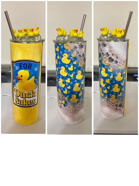 For duck sakes tumbler with topper, duck cup, Rubber duck, Duck water bottle, Ducking, Yellow duck bottle,