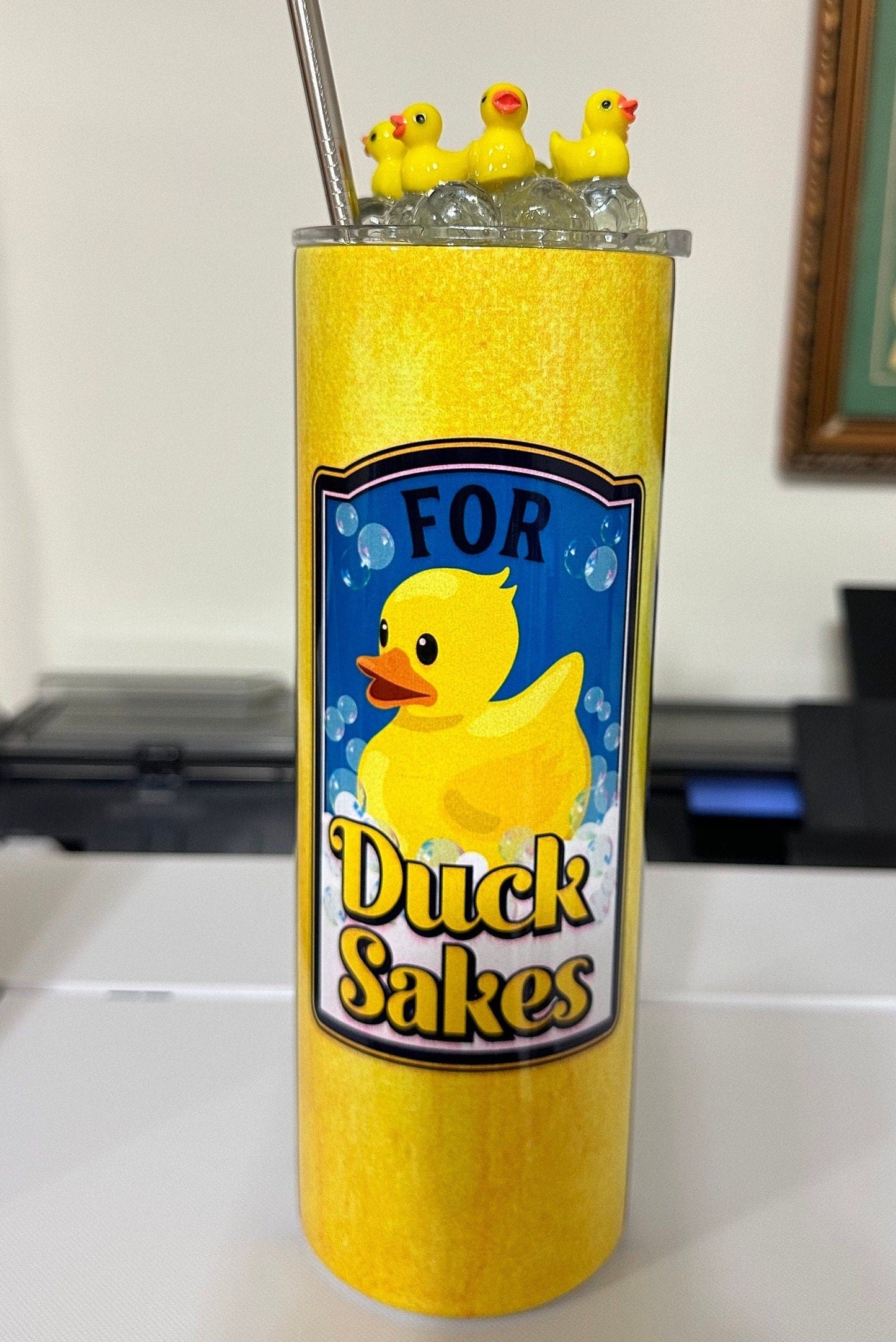 For duck sakes tumbler with topper, duck cup, Rubber duck, Duck water bottle, Ducking, Yellow duck bottle,